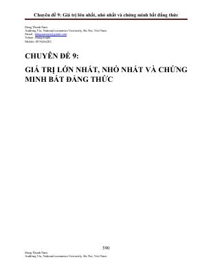 Chuyên đề GTLN  GTNN và bất đẳng thức  Đặng Thành Nam