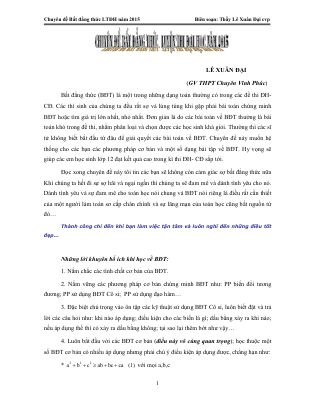 Chuyên đề bất đẳng thức  Lê Xuân Đại