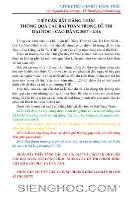 Tiếp cận bất đẳng thức qua các bài toán trong đề thi Quốc gia  Nguyễn Đại Dương