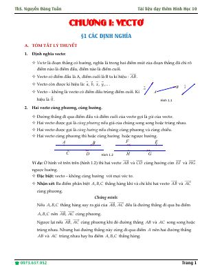 Hướng dẫn giải các dạng toán về định nghĩa vector, tổng và hiệu hai vector  Nguyễn Đăng Tuấn