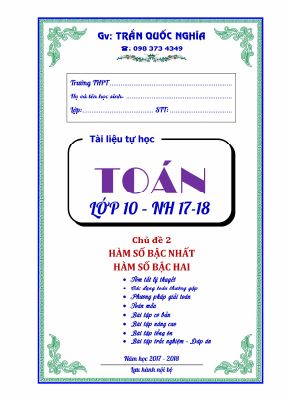 Chuyên đề hàm số bậc nhất và hàm số bậc hai  Trần Quốc Nghĩa