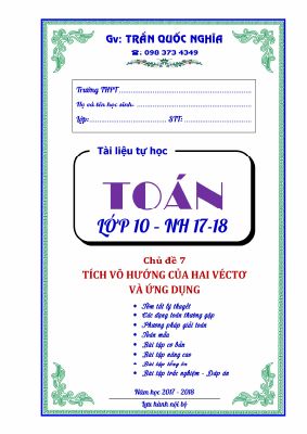 Phân dạng và bài tập chuyên đề tích vô hướng của 2 vectơ và ứng dụng  Trần Quốc Nghĩa
