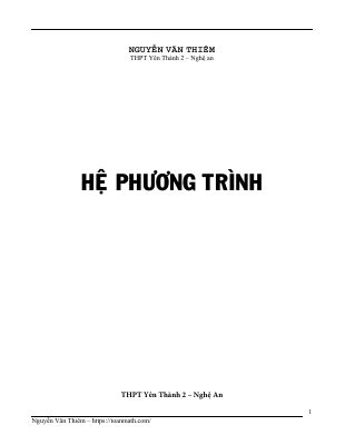 Một số phương pháp giải hệ phương trình  Nguyễn Văn Thiêm