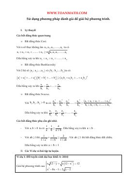 Một số hệ phương trình giải bằng phương pháp đánh giá  Nguyễn Văn Quốc Tuấn