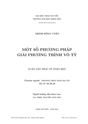 Một số phương pháp giải phương trình vô tỷ  Trịnh Hồng Uyên