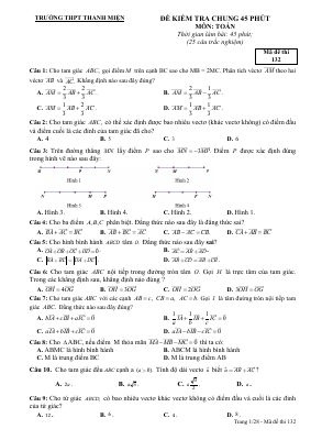 Đề kiểm tra chung Hình học 10 chương 1 trường THPT Thanh Miện  Hải Dương