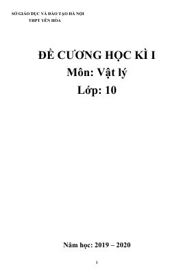 Đề cương ôn tập học kì 1 môn Vật lý lớp 10 THPT Yên Hòa năm 2020 - 2021