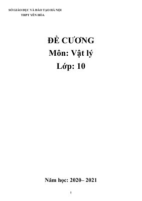 Đề cương ôn tập Vật lý lớp 10 THPT Yên Hòa đầy đủ chi tiết