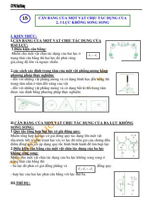 Bài tập về cân bằng của một vật chịu tác dụng của các lực không song song môn vật lý lớp 10