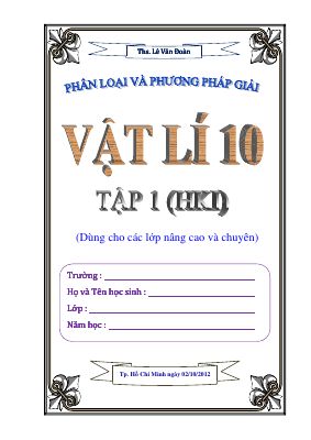 Phương pháp giải các bài toán môn vật lý lớp 10 của thạc sĩ lê văn đoàn