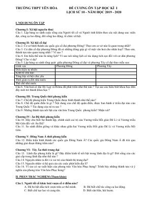 Đề cương ôn tập học kì 1 môn Sử lớp 10 năm 2019 - 2020 THPT Yên Hòa
