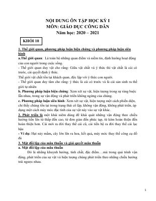 Đề cương ôn tập học kì 1 môn GDCD lớp 10 năm 2020 - 2021 quận 8