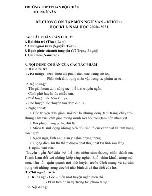 Đề cương ôn thi học kì 1 môn Văn lớp 11 năm 2020 - 2021 THPT Phan Bội Châu chi tiết