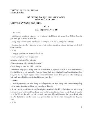 Đề cương ôn tập học kì 1 môn Văn lớp 11 năm 2020 - 2021 THPT Linh Trung