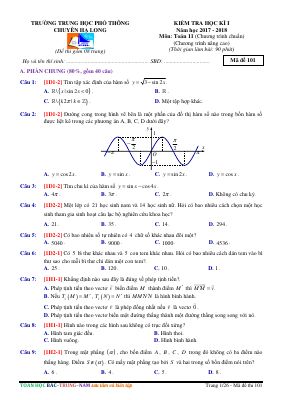 Đề thi học kì 1 môn Toán lớp 11 THPT chuyên Hạ Long có đáp án
