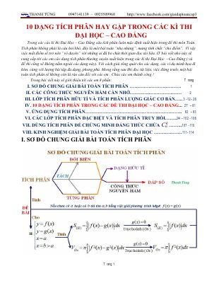 10 dạng tích phân thường gặp trong đề thi quốc gia  Nguyễn Thanh Tùng