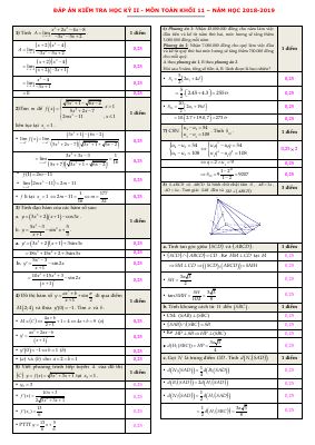 Đề thi học kì 2 môn Toán lớp 11 THPT Marie Curie năm 2018 - 2019 - Đề số 1
