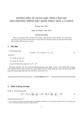 Hướng dẫn sử dụng máy tính cầm tay giải phương trình bậc nhất theo SIN và COS  Dương Trác Việt