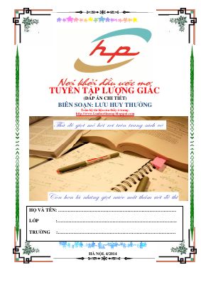 Bài tập về lượng giác có đáp án chi tiết trong đề thi đại học môn toán năm 2014 của giáo viên lưu huy thưởng