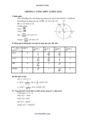 Lý thuyết và bài tập lượng giác có đáp án chi tiết của mathvn