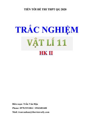 Bài tập có đáp án chi tiết môn Vật lý lớp 11 học kì 2 năm 2020