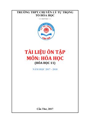 Lý thuyết và bài tập về Đại cương hóa hữu cơ môn Hóa lớp 11 THPT chuyên Lý Tự trọng có đáp án