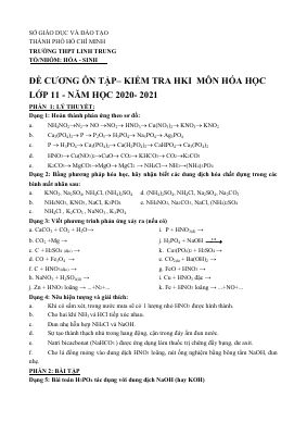 Đề cương ôn tập học kì 1 môn Hóa lớp 11 năm 2020 - 2021 THPT Linh Trung