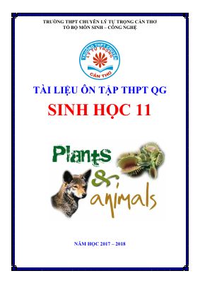 Tài liệu ôn thi THPT quốc gia môn Sinh lớp 11 năm 2017 - 2018 THPT chuyên Lý Tự Trọng chi tiết - Phần 1