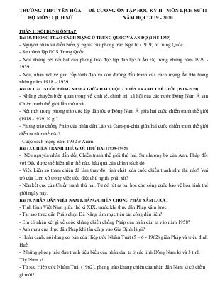 Đề cương ôn tập học kì 2 môn Lịch Sử lớp 11 THPT Yên Hòa - Đề cương số 1