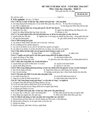 Đề thi thử học kì 2 môn GDCD lớp 11 chọn lọc
