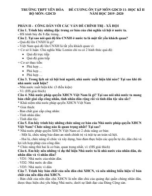 Đề cương ôn tập học kì 2 môn GDCD lớp 11 THPT Yên Hòa - Đề cương số 1