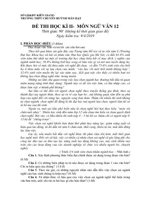 Đề thi học kì 2 năm 2019 môn Ngữ văn lớp 12 THPT chuyên Huỳnh Mẫn Đạt có đáp án