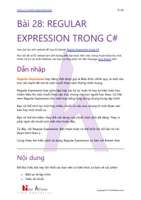 Chuyên đề Regular Expression trong C HowKtea khóa học lập trình cơ bản