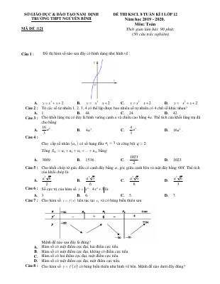 Đề thi học kì 1 môn Toán lớp 12 năm 2019 THPT nguyễn bính - Mã 121