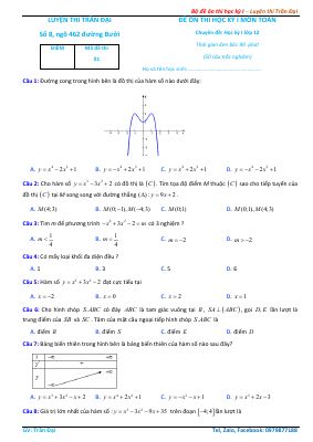10 đề ôn thi học kì 1 Toán 12  Trần Đại