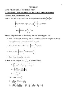 Phương pháp giải các dạng Tích phân thường gặp