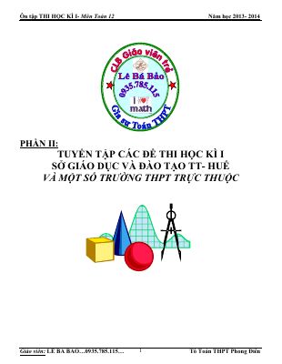Đề thi học kì 1 lớp 12 các trường THPT tại Thừa Thiên Huế