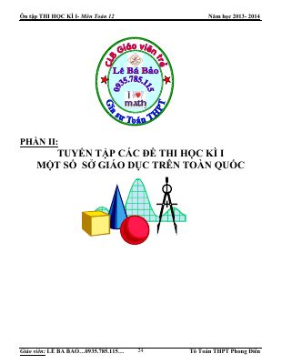 Đề thi học kì 1 lớp 12 một số sở trên toàn quốc