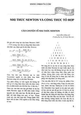 Ebook nhị thức niu tơn và công thức tổ hợp môn toán lớp 11 của thầy nguyễn công sứ