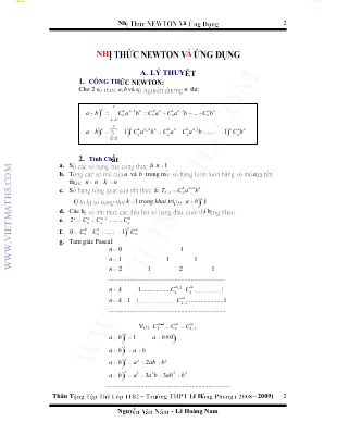 Bài tập có đáp án chi tiết về nhị thức niu tơn và ứng dụng môn toán lớp 11 năm 2008 trường thpt lê hồng phong