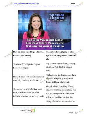 Bài luyện nghe Tiếng Anh qua video voa có bản dịch Unit 18