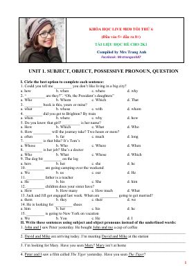 Bài tập trắc nghiệm ôn tập toeic cho các khóa 2001 của cô trang anh