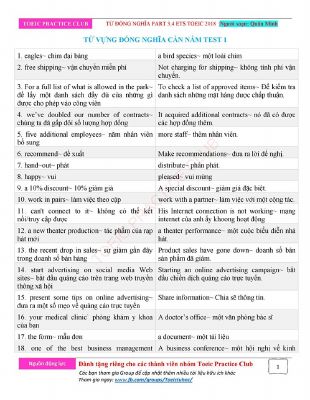 Tổng hợp 154 từ đồng nghĩa trong part 3 4 ets toeic năm 2018 của quân minh