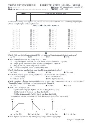 Đề thi thử giữa kì 2 môn Hóa lớp 12 THPT Quang Trung