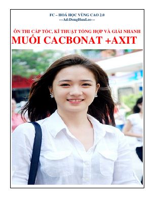 Bài tập trắc nghiệm có đáp án chi tiết về muối cacbonat và axit môn hóa học năm 2013