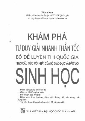 Khám phá tư duy giải nhanh thần tốc bộ đề luyện thi Quốc gia môn sinh học của Thịnh Nam