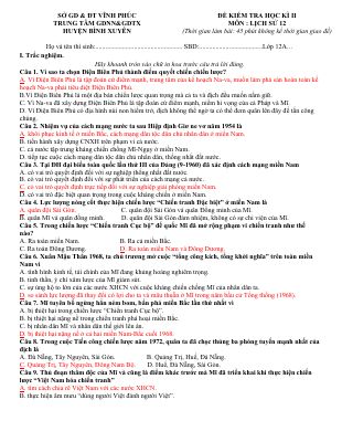 Đề thi thử học kì 2 môn Lịch sử lớp 12 có đáp án