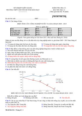 6 Đề kiểm tra 1 tiết môn Địa lớp 12 năm 2019 THPT chuyên Huỳnh Mẫn Đạt có đáp án chi tiết
