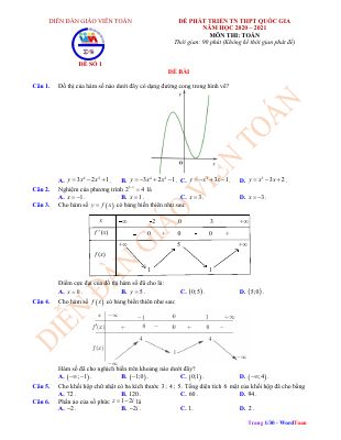 6 Đề thi thử THPT quốc gia 2020 - 2021 có đáp án