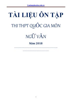 Trọn bộ tài liệu ôn thi THPT quốc gia 2018 môn Ngữ Văn